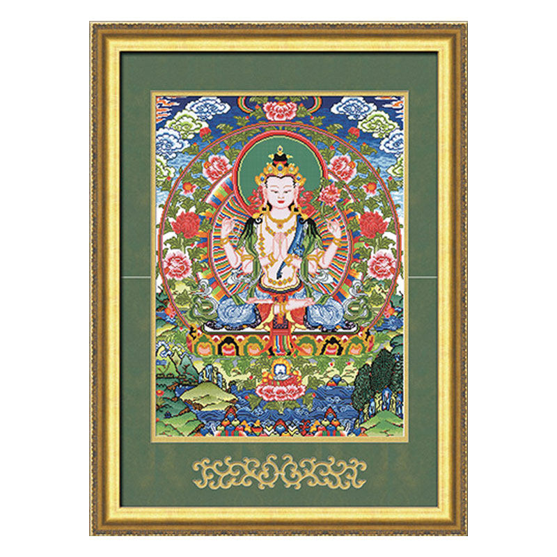 ks十字绣四臂观世音菩萨佛教佛像佛画大幅客厅十字绣套件