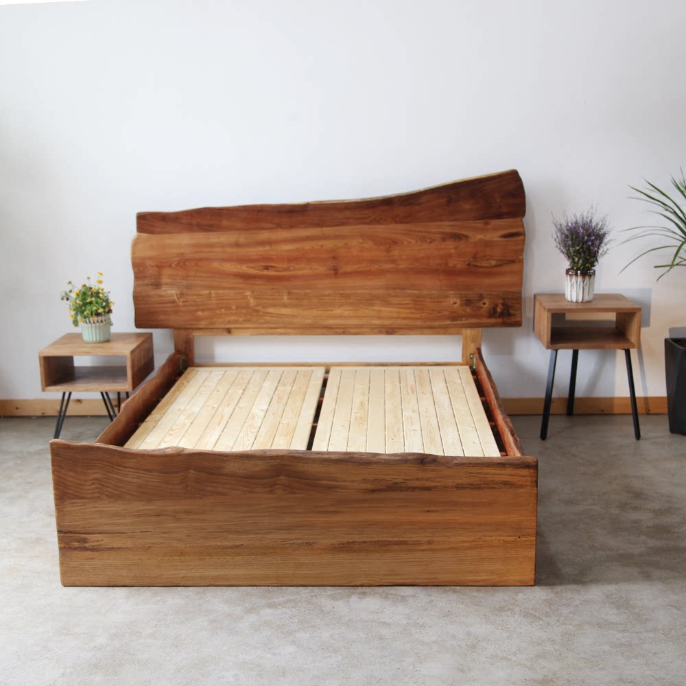 民宿大床家具原生态实木复古客栈双人床网红风格实木床