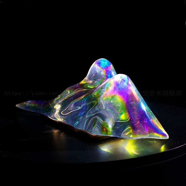 灵动幻彩水晶树脂假山型摆件摆设美陈装置装饰装饰摆件