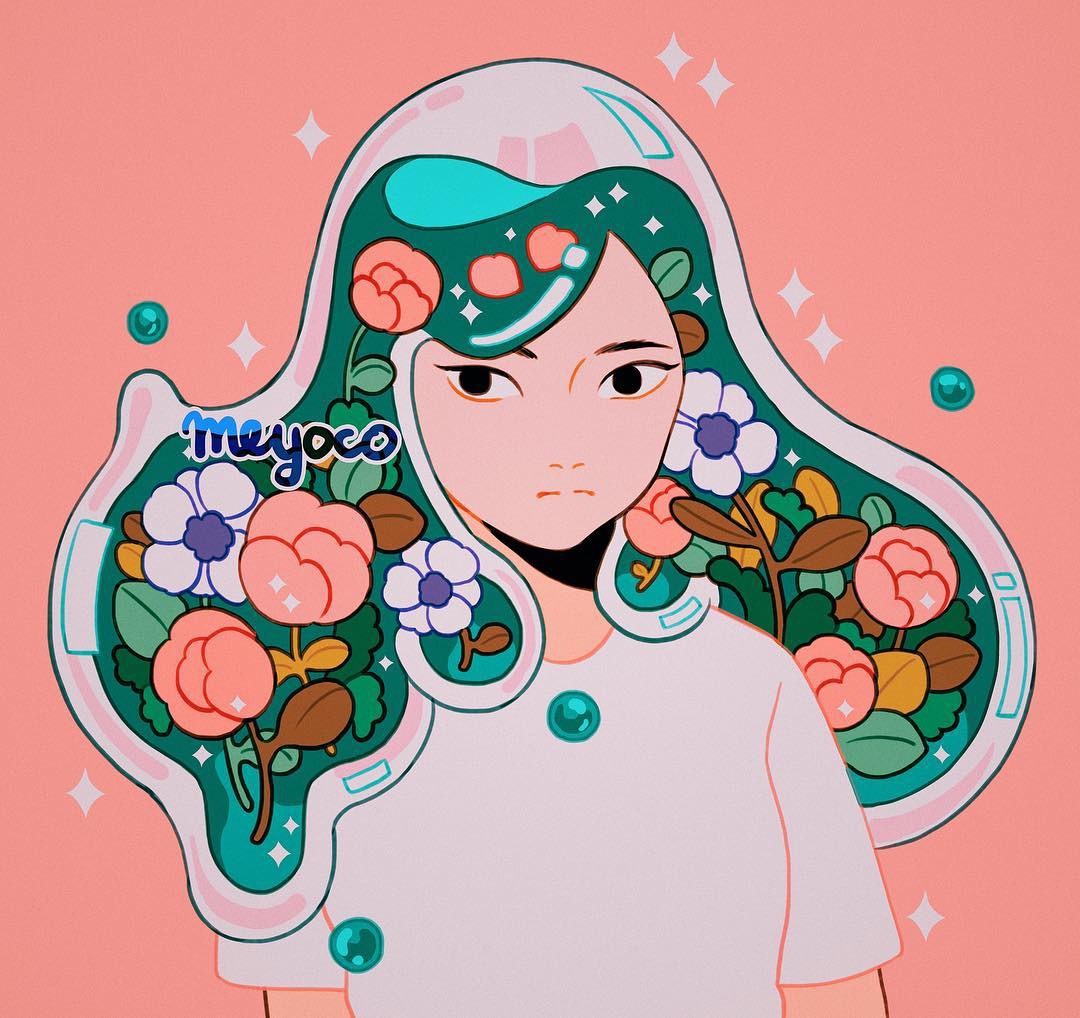 meyoco插画2019可爱治愈系画风卡通漫画图片素材413张 手工无重复