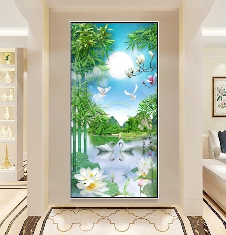 入户玄关装饰画过道走廊风景招财风水壁画客厅现代装饰画