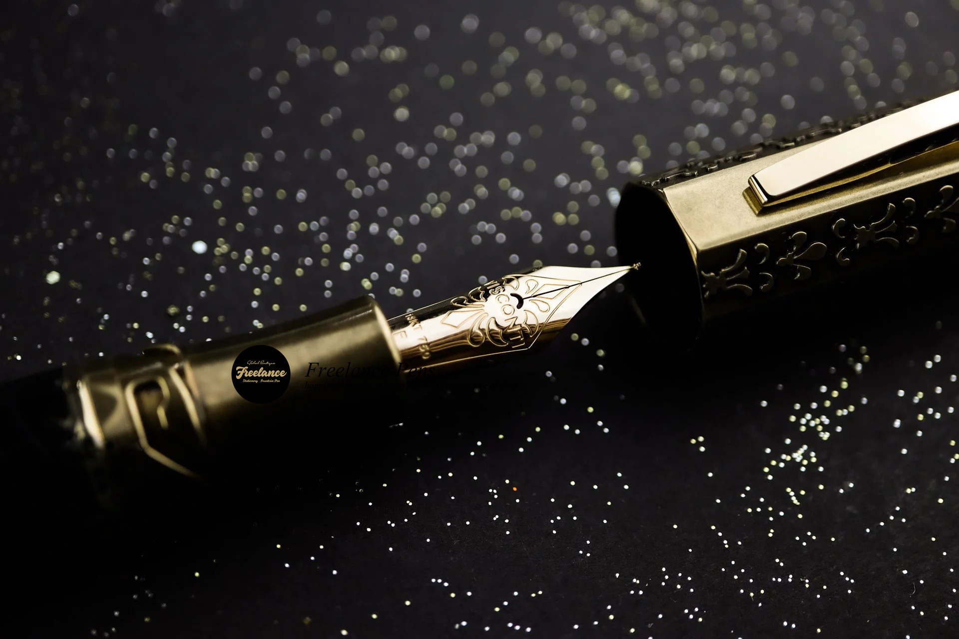 意大利visconti维斯康蒂美第奇金属黑色大理石18k金笔钢笔