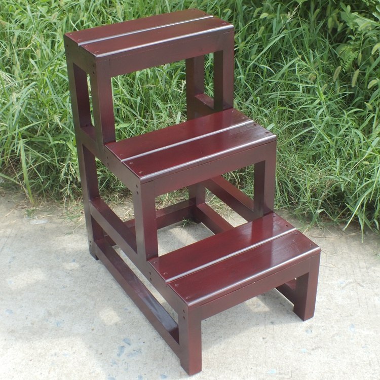 家用实木三步梯凳两用凳子台阶脚踏脚踏板板凳沙发凳