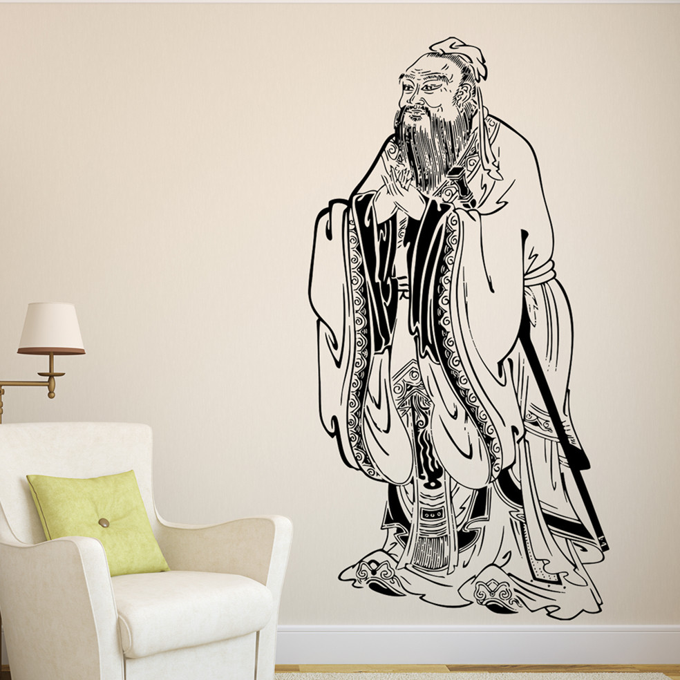 墙贴孔子画像贴纸中国古代古代人人物书院书房墙贴