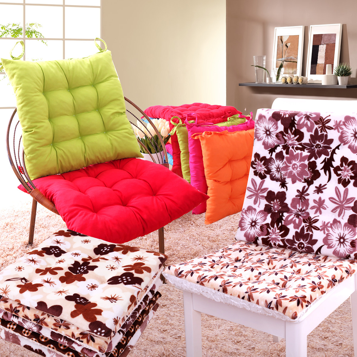 椅子坐垫一朵加厚短毛毛绒布艺学生餐椅垫子椅垫