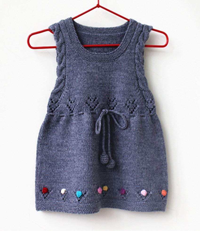 手工编织婴儿毛线连衣裙612月宝宝连体无袖背心毛衣