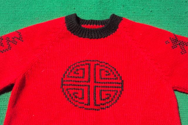 毛衣手工编织福字套头手打宝宝周岁生日礼物毛衣