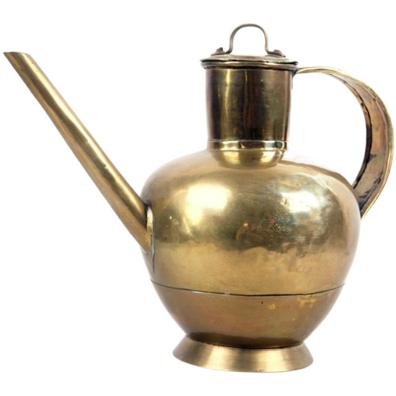 19世纪西洋古董铜器欧式大号黄铜壶奶壶手工水壶茶壶