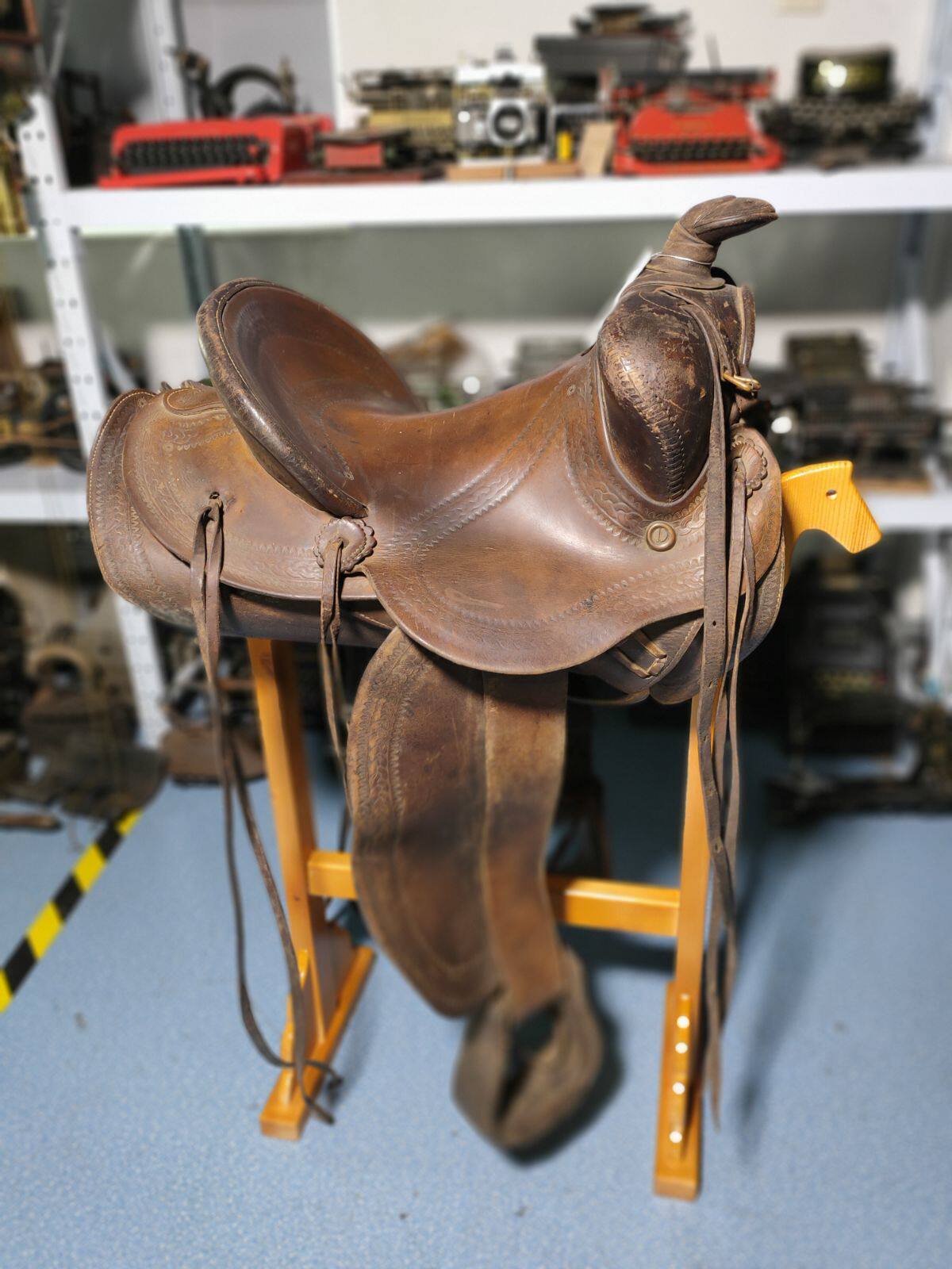 1944年西洋古董美国老式西部真皮马鞍怀旧物件马鞍
