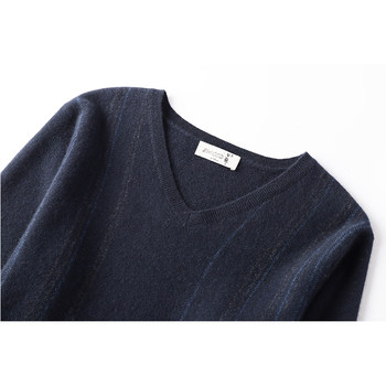 Rishen ກາງເກງເສື້ອຢືດ cashmere ບໍລິສຸດຂອງຜູ້ຊາຍ ຄໍ V ຫນາ ເຄື່ອງນຸ່ງຫົ່ມລະດູຫນາວຂອງຜູ້ຊາຍໄວກາງຄົນ slim bottoming sweater ຖັກແສ່ວ