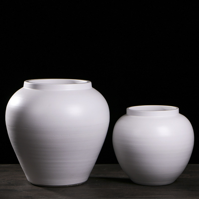 景德镇陶瓷花瓶黑白白金纯色现代简约复古家居装饰客厅花瓶
