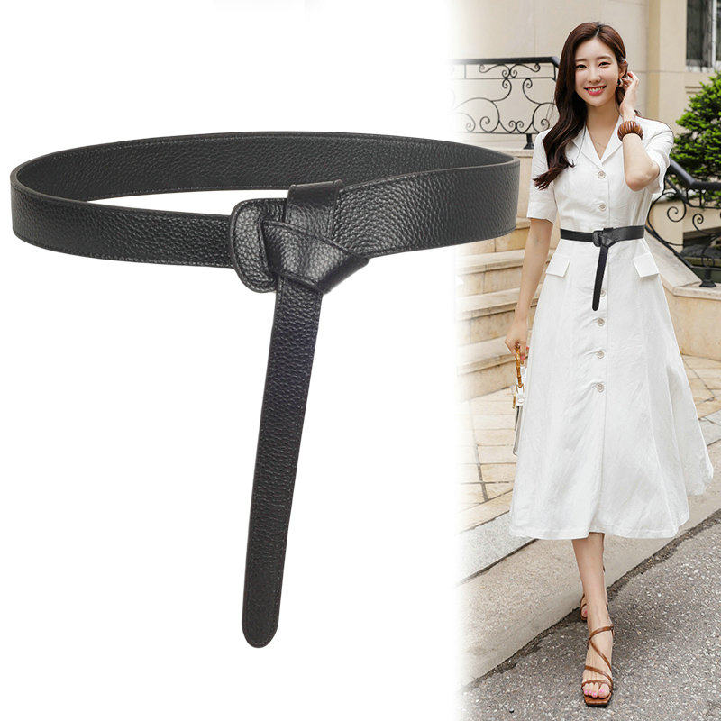 裙子腰带女装装饰西装打结绑带柔软头层牛皮腰带