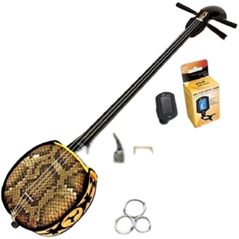 日本进口三味冲绳三线檀木shamisen人造皮三弦吉他三弦