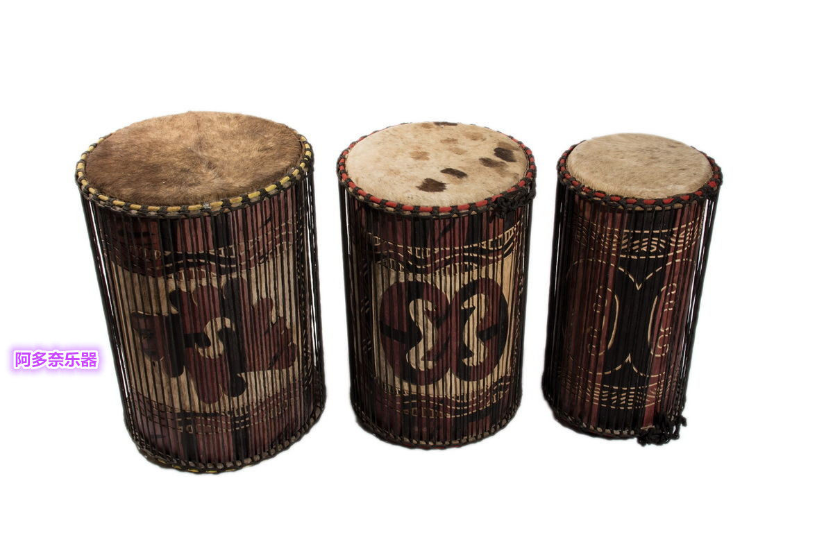 进口西非加纳制造dundun墩墩套鼓3个低音音鼓非洲鼓
