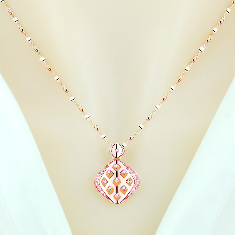 项链s925纯银玫瑰四叶草吊坠简约小众设计女友项链