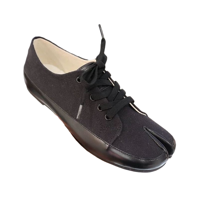 现 韩国女鞋琪琪2020春夏新款ins网红休闲百搭分趾系带方头布鞋单