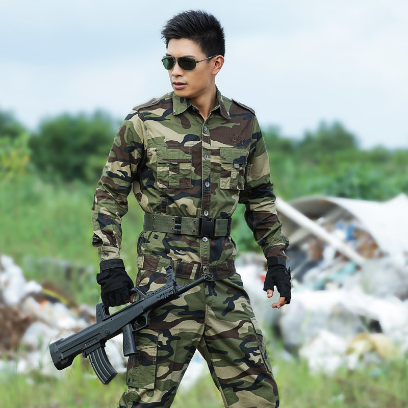 君剑正品711长袖薄款迷彩纯棉特种兵迷彩服套装男耐磨作战服夏季