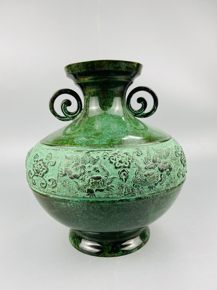 花瓶日本回流秀山青铜合金日式家居办公室插花花瓶