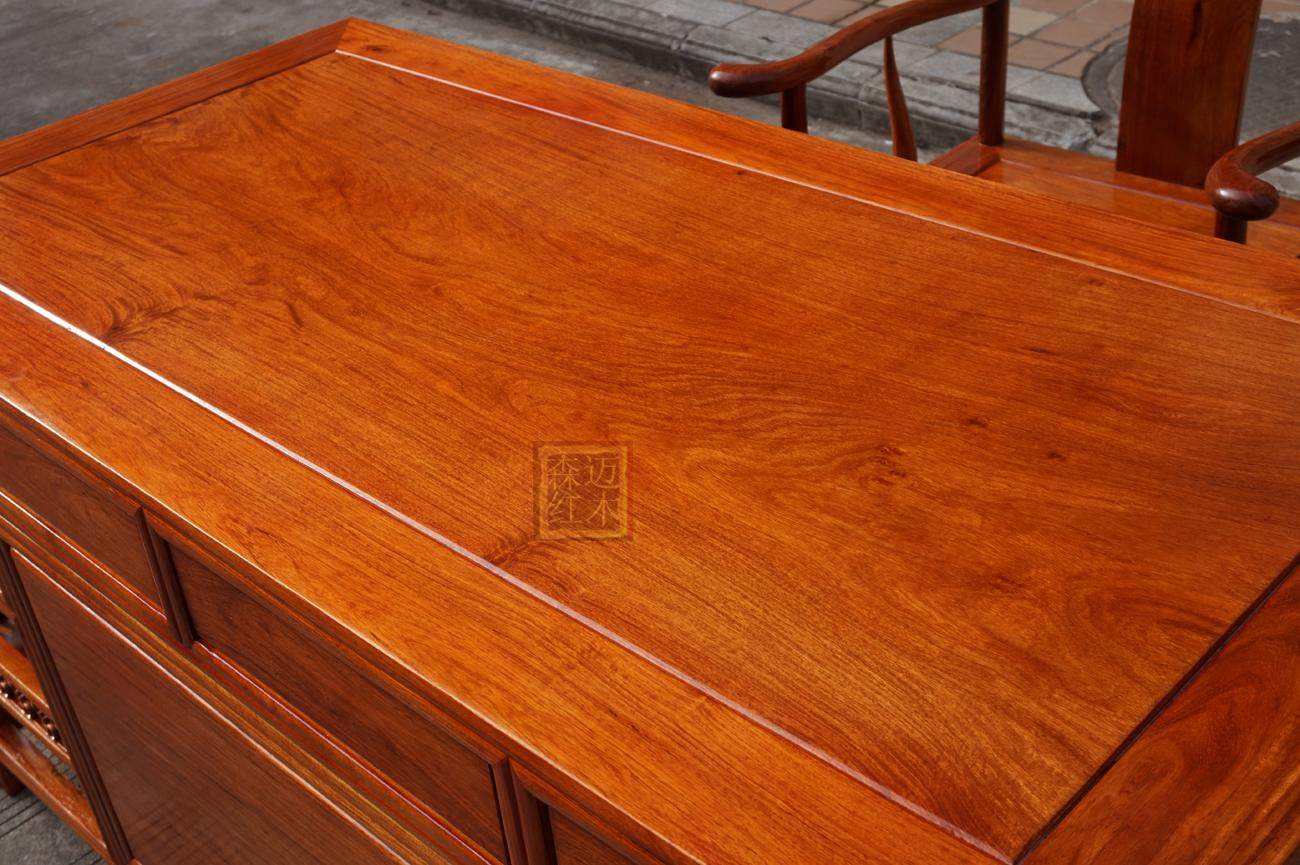 红木独板缅甸花梨办公桌桌面大果紫檀书桌一桌电脑桌