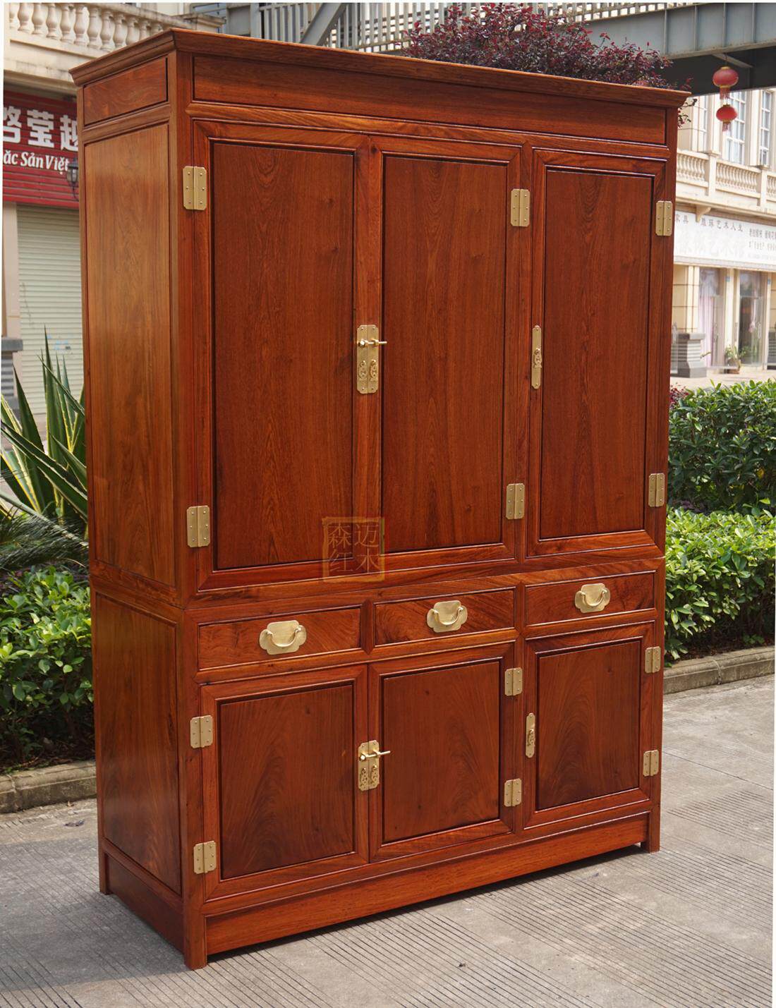 衣柜缅甸花梨红木实木箱柜加厚独板收纳古典顶箱柜