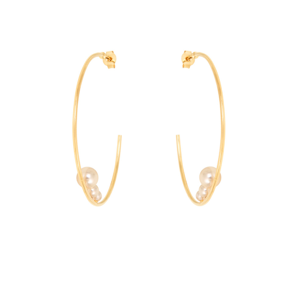 巴黎carolinenajman正品代购珍珠大耳耳钉耳钉