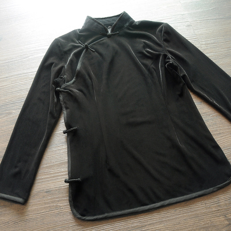 龙妙全开襟丝绒旗袍上衣盘扣民国国风斜襟大襟上衣