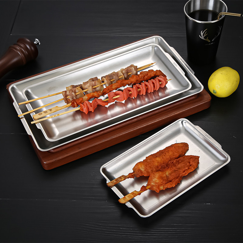 加厚长方形韩式烤肉盘菜盘寿司平底底盘烧烤餐盘盘