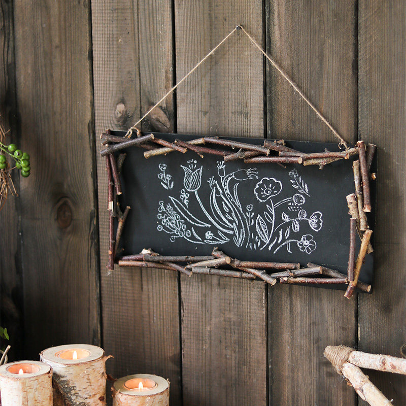 原木小黑板树枝装饰摆件咖啡馆花店幼儿园壁饰挂饰壁饰