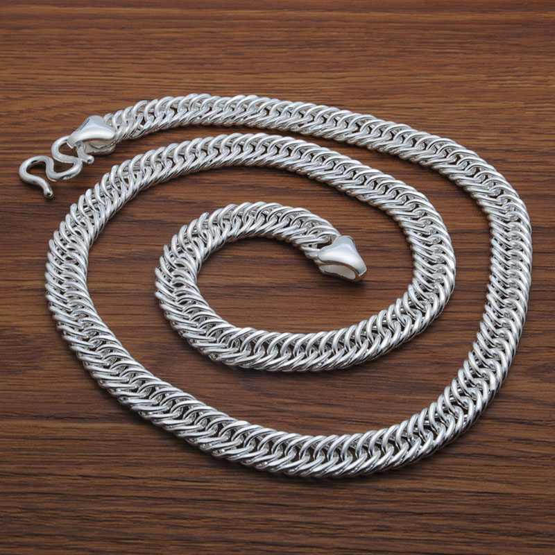 纯银项链三扣马鞭链单双扣手工链子传统手链项链