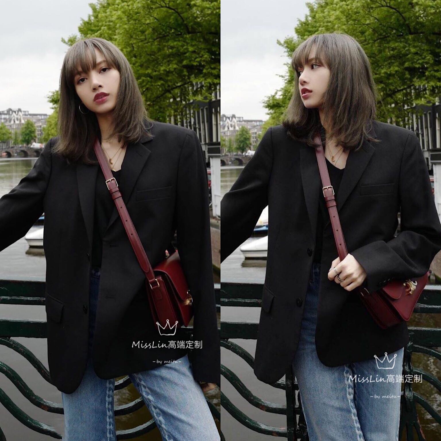 blackpink金智lisa同款黑色宽松小西西装外套女韩版西装