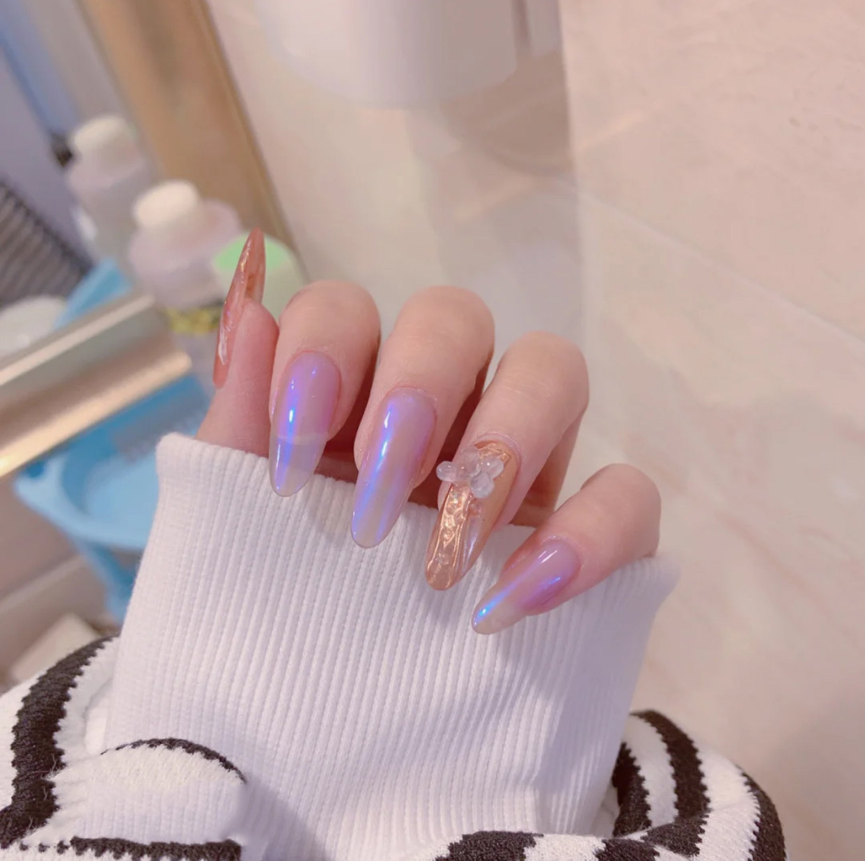 网红款极光粉甲油胶2020年新款流行色小红书美甲魔镜粉极光甲套装