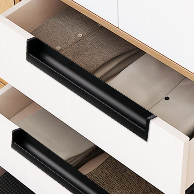 拉手暗藏开槽隐形黑色柜门抽屉橱柜衣柜嵌入式小拉手