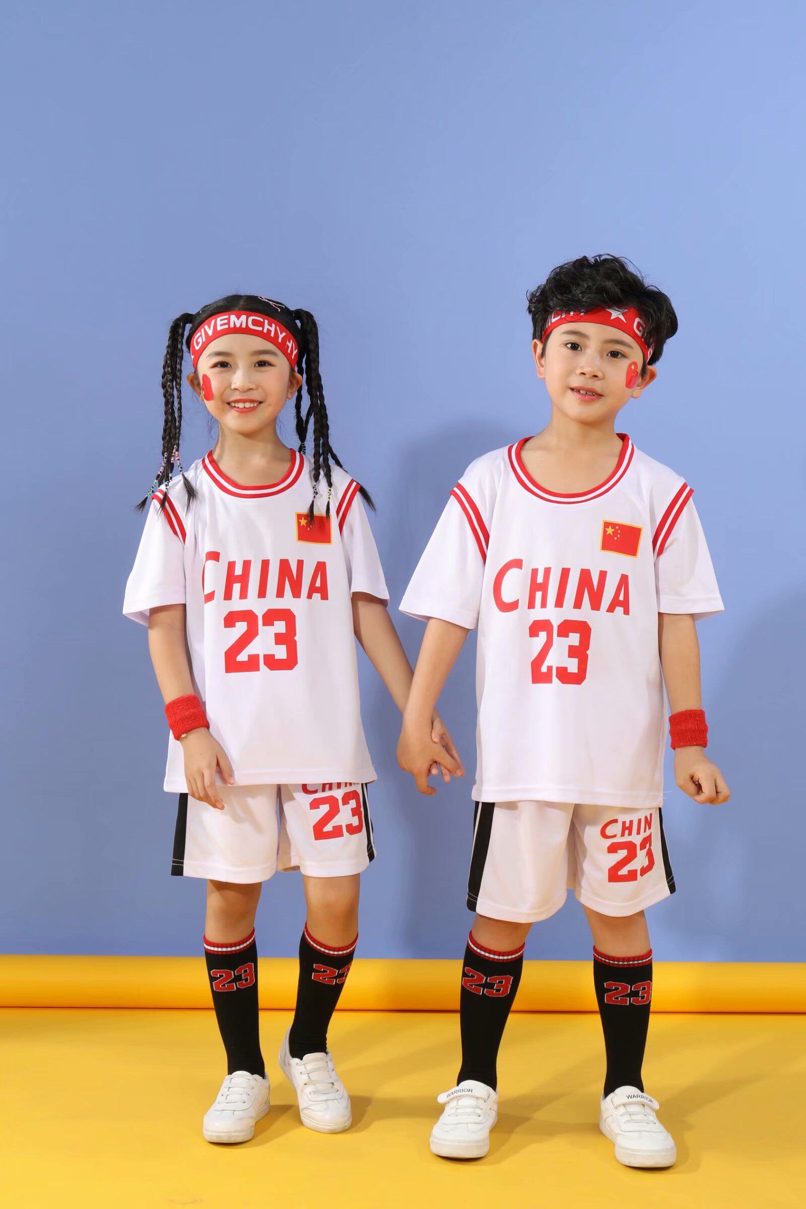 中国儿童篮球服运动套装男短袖幼儿园表演服男童女童训练球衣背心