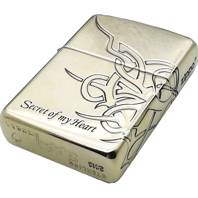 纯银盔甲打火机zippo正版正品限量收藏男士爱心zippo