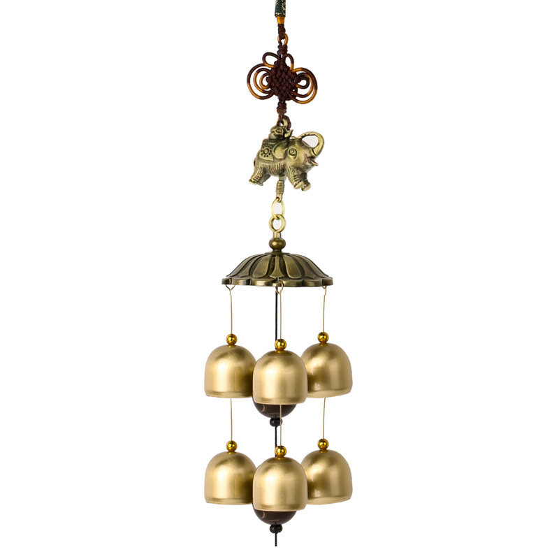 泰国大象复古田园三层纯铜风铃门口卧室创意风铃及配件