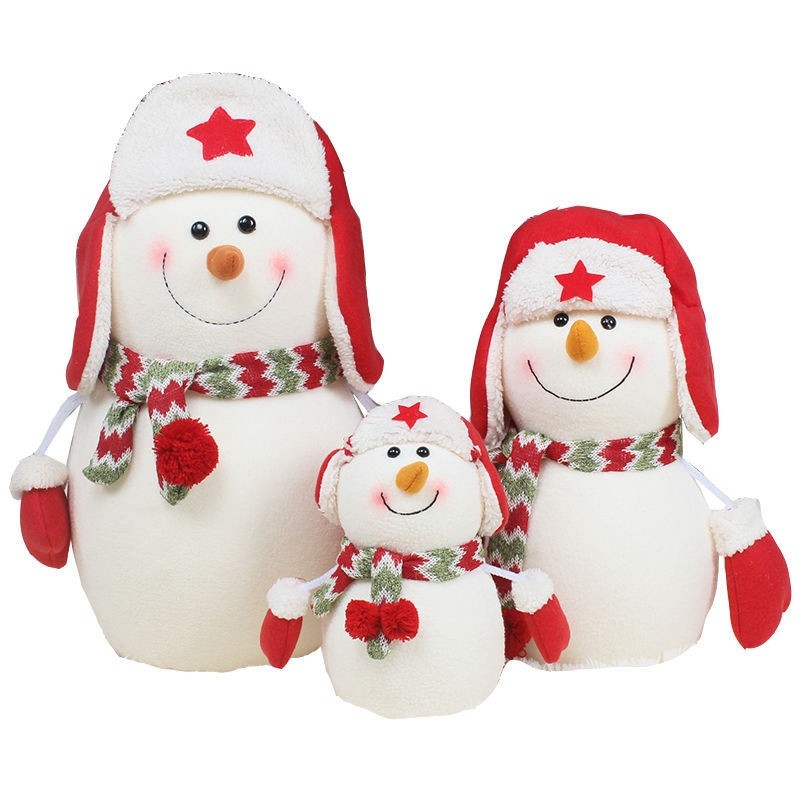 春节布置雪人立体之家三口雪娃娃冬季陈布置超美圣诞装饰品
