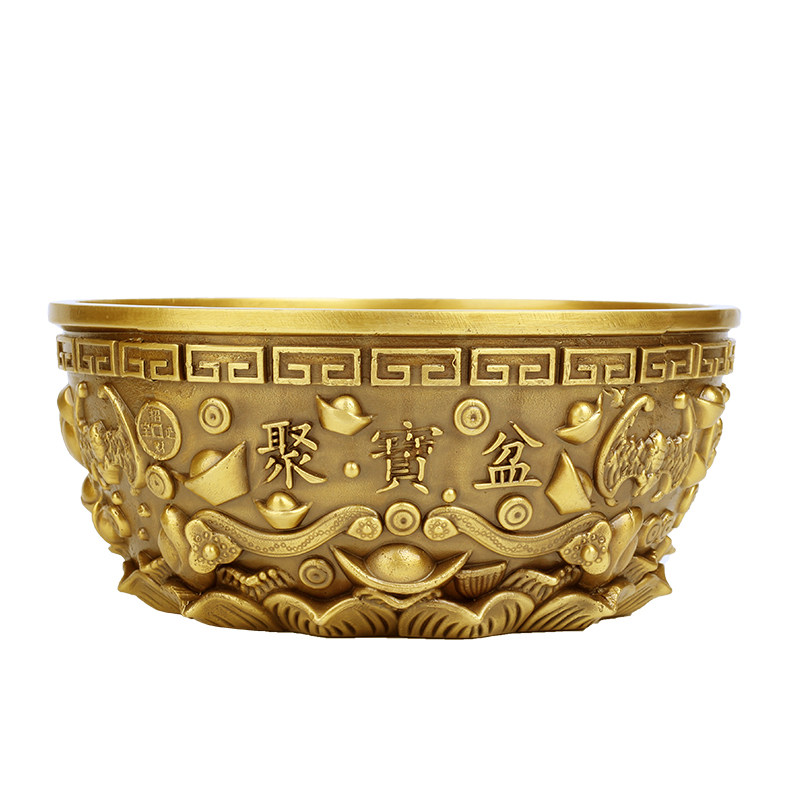 纯铜聚宝盆摆件招财旺财聚财办公室风水家居装饰工艺品摆件