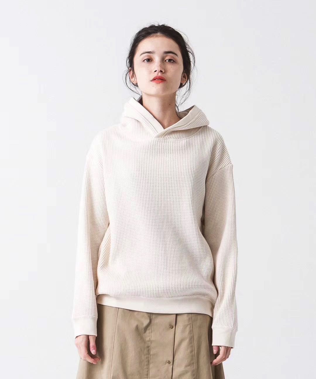 日本订单！beams boy华夫格连帽宽松显瘦百搭学院风纯棉卫衣