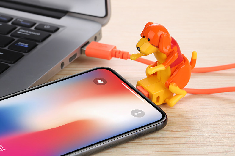 安卓快充创意流氓狗苹果充电器个性会动的小狗type-c数据线