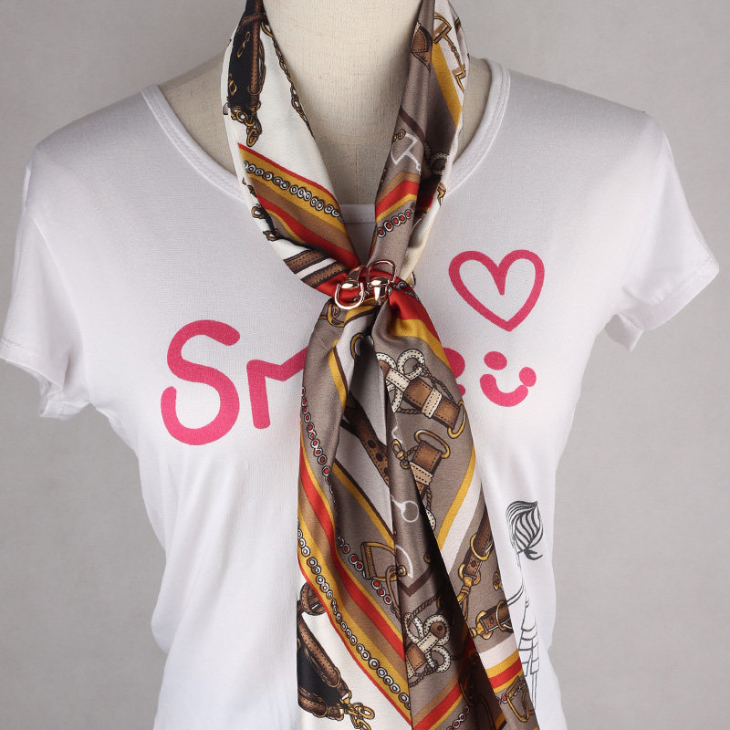 高档飘带twilly优雅配饰方巾女方丝巾围巾真丝胸针