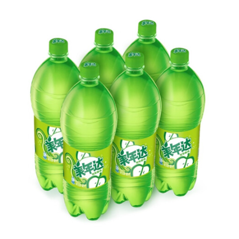 6瓶多省包邮美年达青苹青苹果果味2l整箱碳酸碳酸饮料