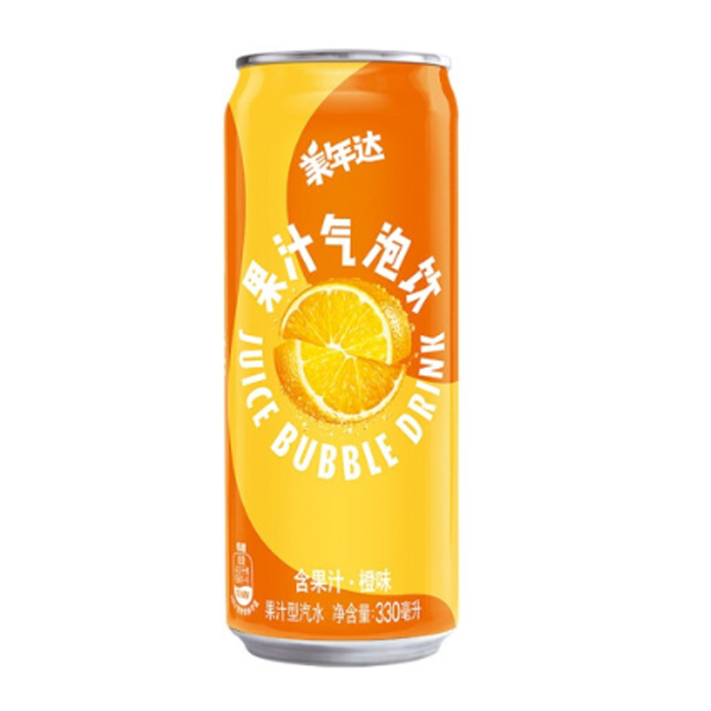 包邮美年达mirinda橙味果汁气泡碳酸饮料330ml24罐碳酸饮料