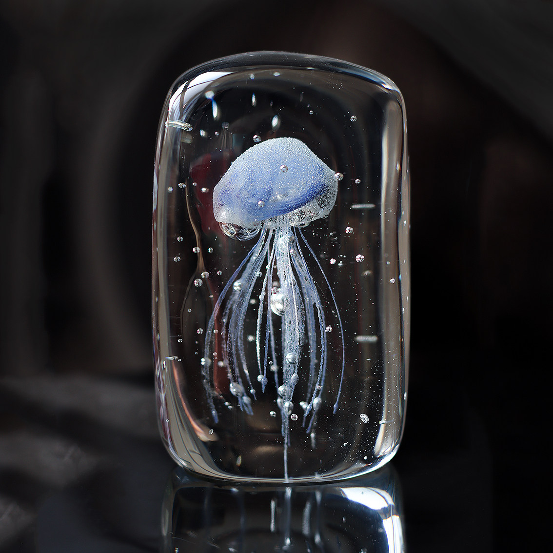 创意琉璃水母玻璃工艺品北欧极简水晶球摆件