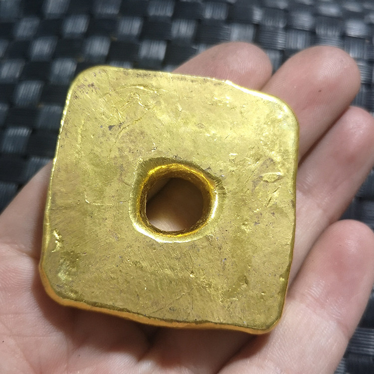 古玩四年古董摆件金条金锭加炼足金康熙铜器装饰摆件