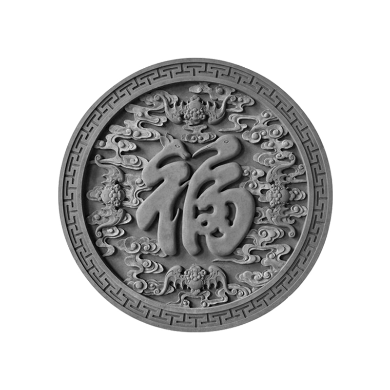 圆形砖雕影壁墙浮雕青砖雕刻吉祥如意子孙满堂花开富贵得福