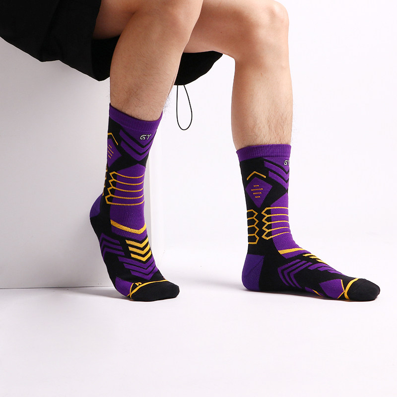 gt刺绣专业实战训练精英袜男毛巾底加厚防滑精梳棉袜中高帮篮球袜