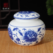 Delicate Ceramic Green Flowers Landscape Tea Leaf Jars Large fresh seal Ceramics Round minimalist tea leaf jars M V