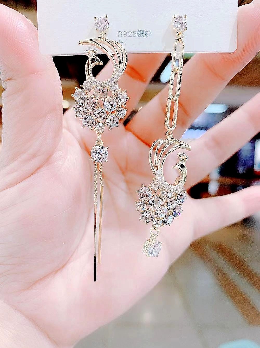 韩版时尚冷淡风满凤凰流苏耳环女长款过敏个性耳环