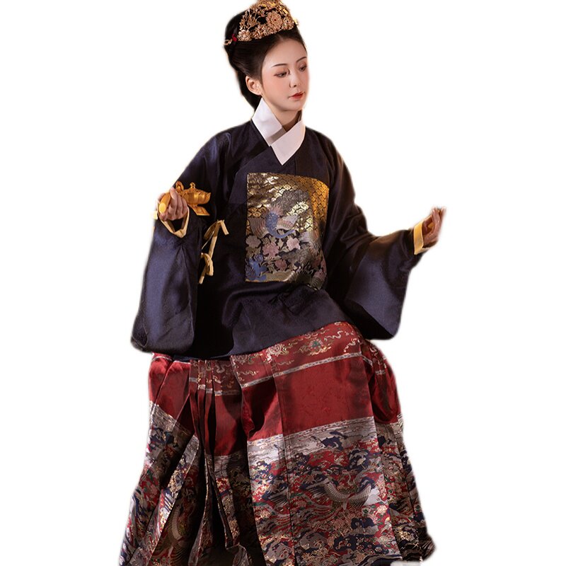 孔雀补服凤凰马面心上秋明制交圆领方领补服仿汉服