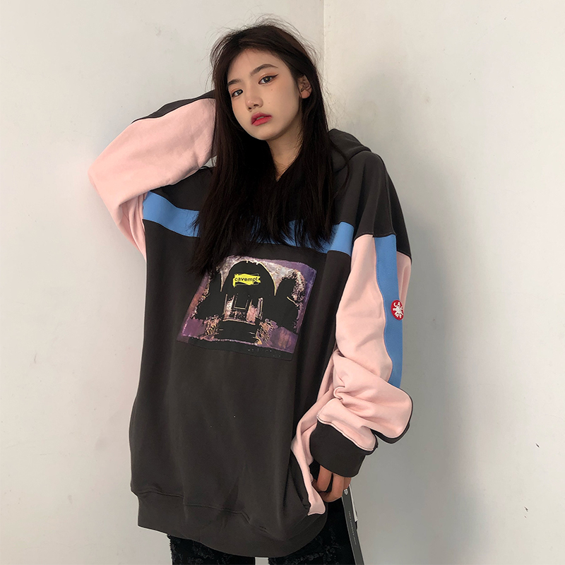 LIFE CAVEMPT C.E连帽衫日潮街头潮牌蓝肋骨拼接贴布重磅CE卫衣男